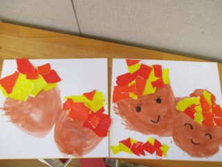 子育て支援親子で遊ぼう♪製作遊び(どんぐりを絵の具で塗ってみよう！)