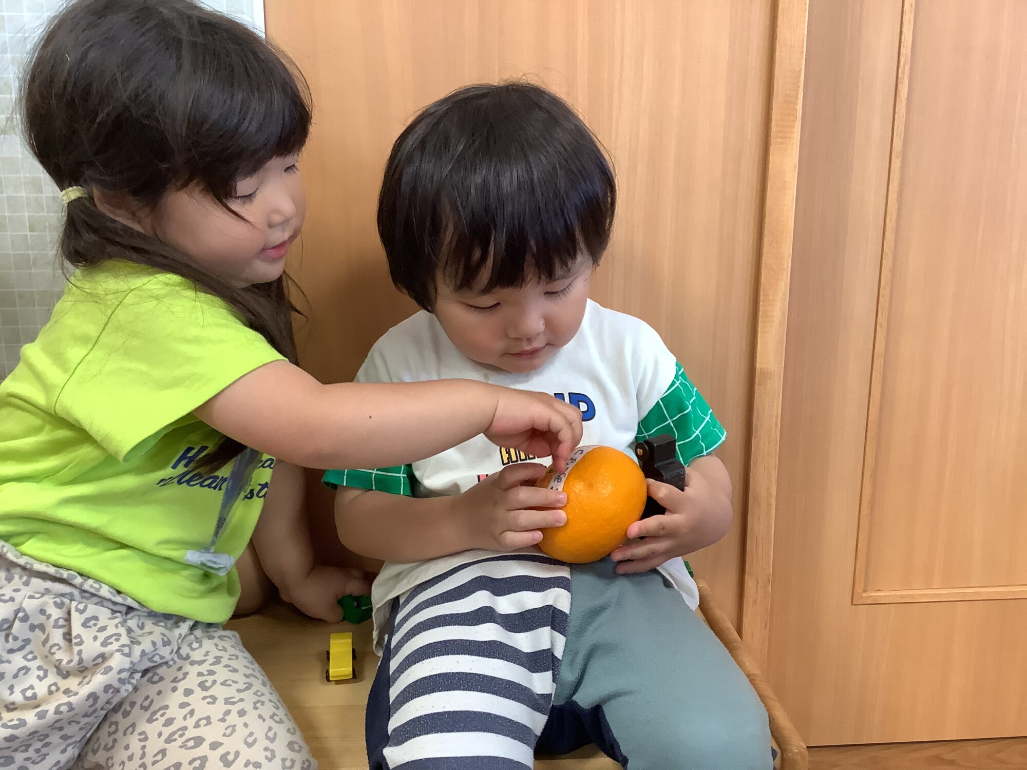 季節のフルーツ「あまなつ」と「オレンジ」を見ました。